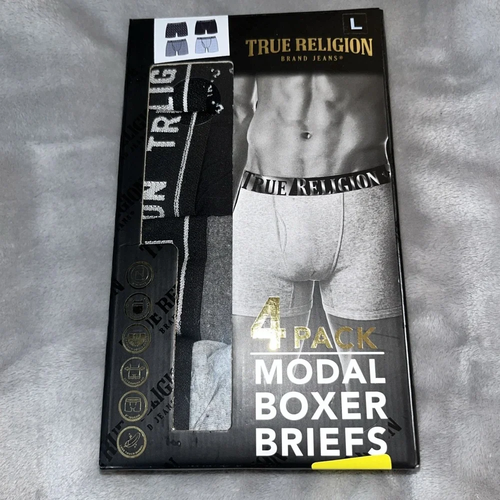 True Religion Modal Boxer Briefs 4 Pack X2 New In Package Size L